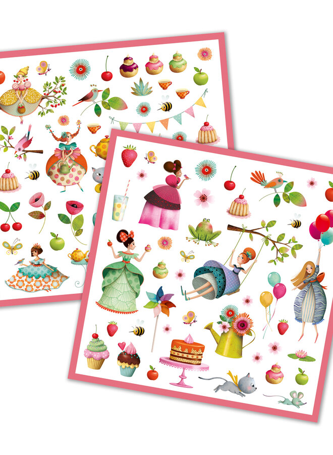 Djeco - Stickers - Thee drinken met prinsessen
