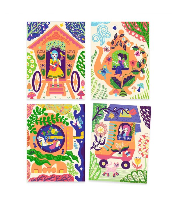 Djeco Djeco - Kraskaarten grappige huizen