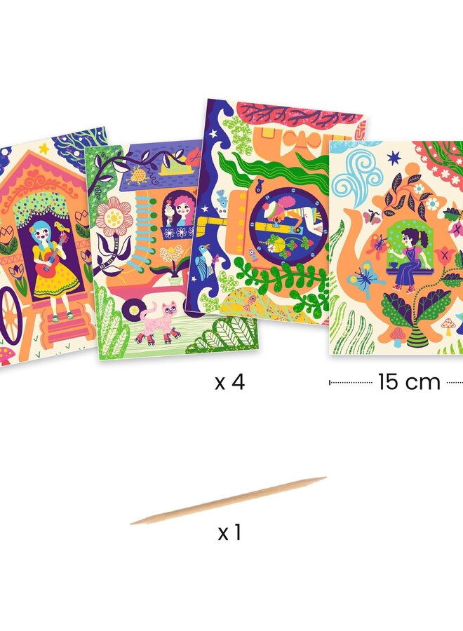 Djeco - Kraskaarten grappige huizen