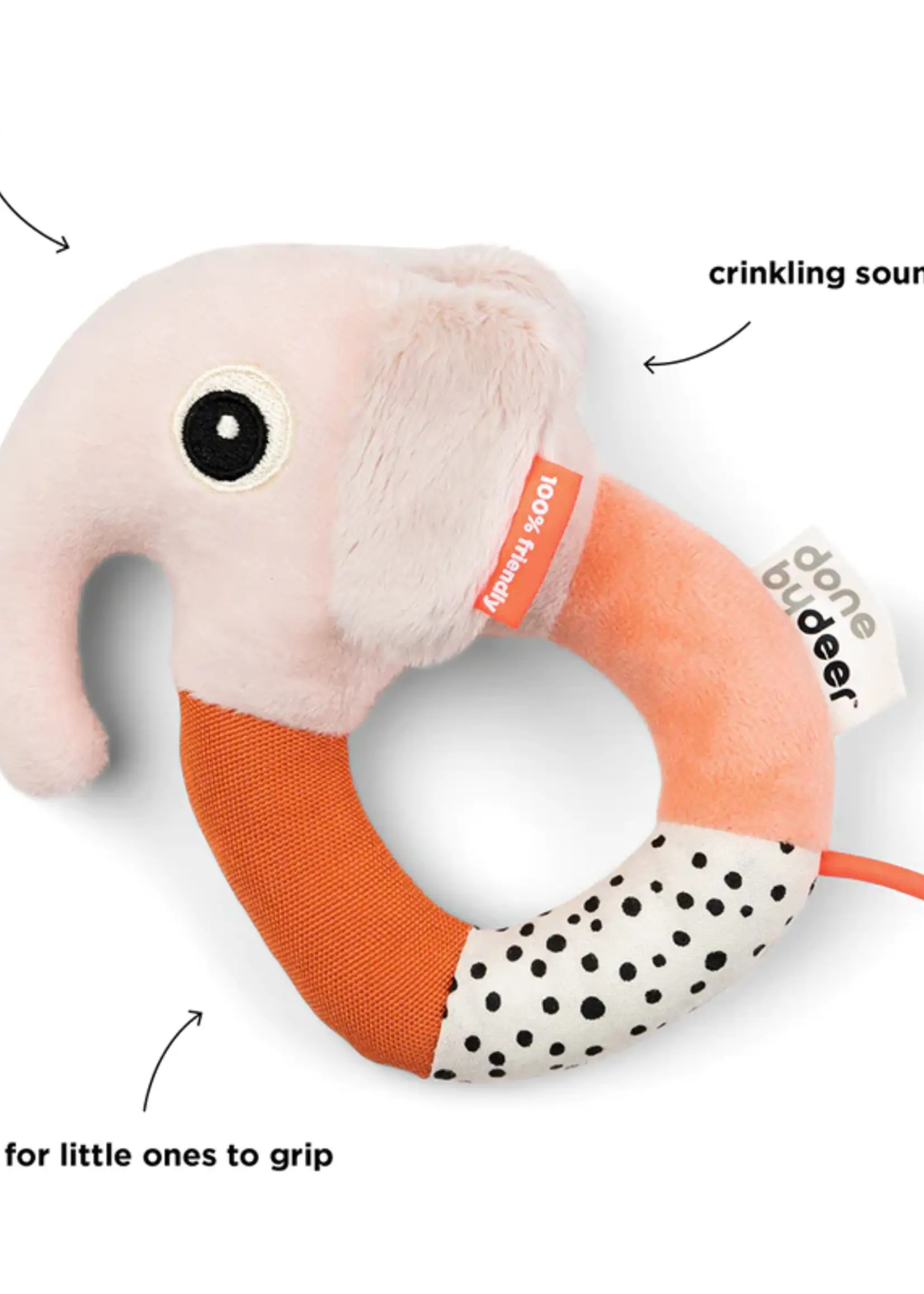 DonebyDeer Donebydeer - Sensory ring rattle - Elphee powder
