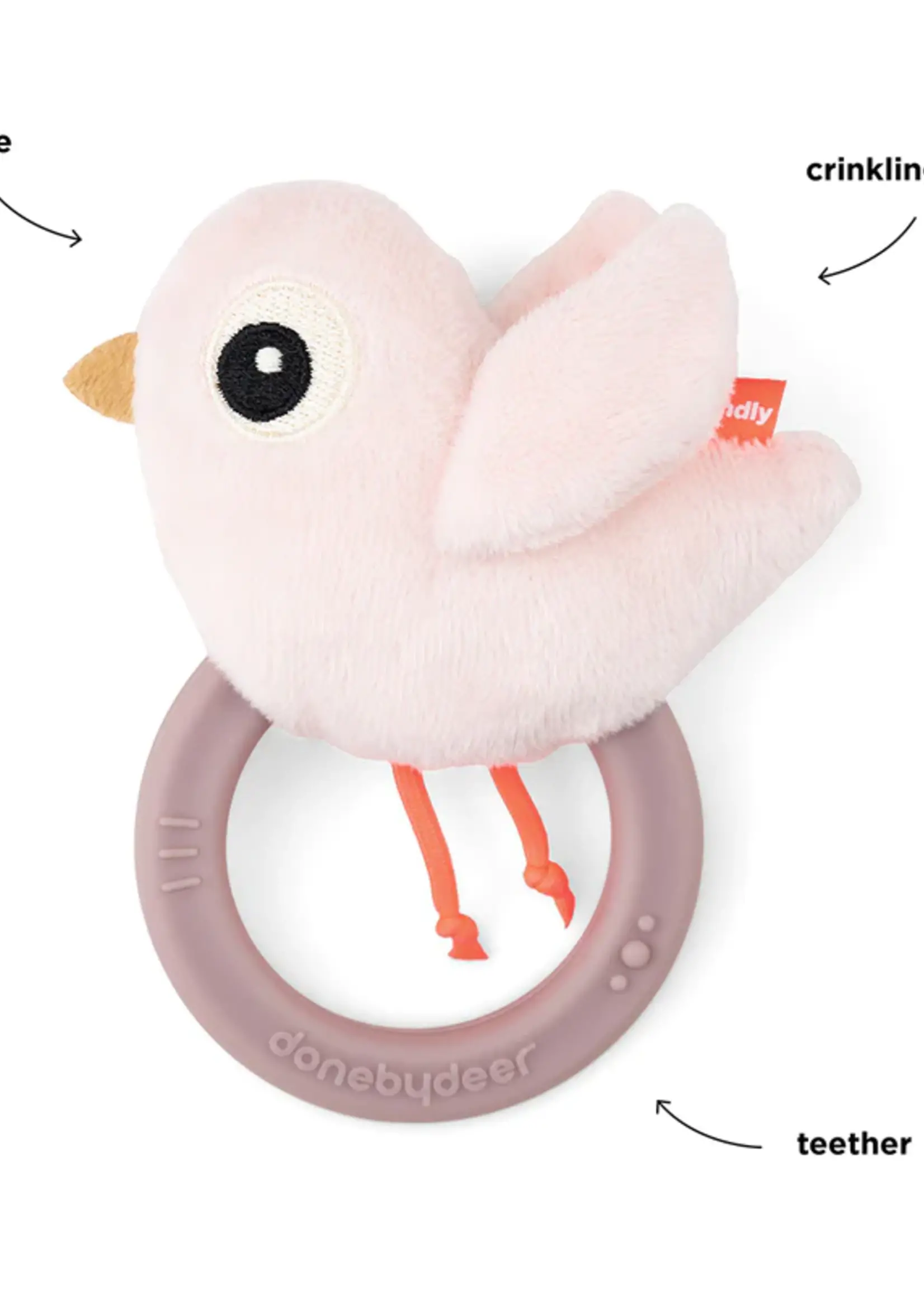 DonebyDeer Donebydeer - Sensory rattle teether - Birdee powder