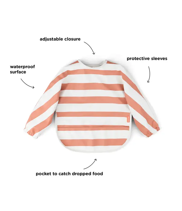 DonebyDeer Donebydeer - Sleeved pocket slabber  Stripes Papaya