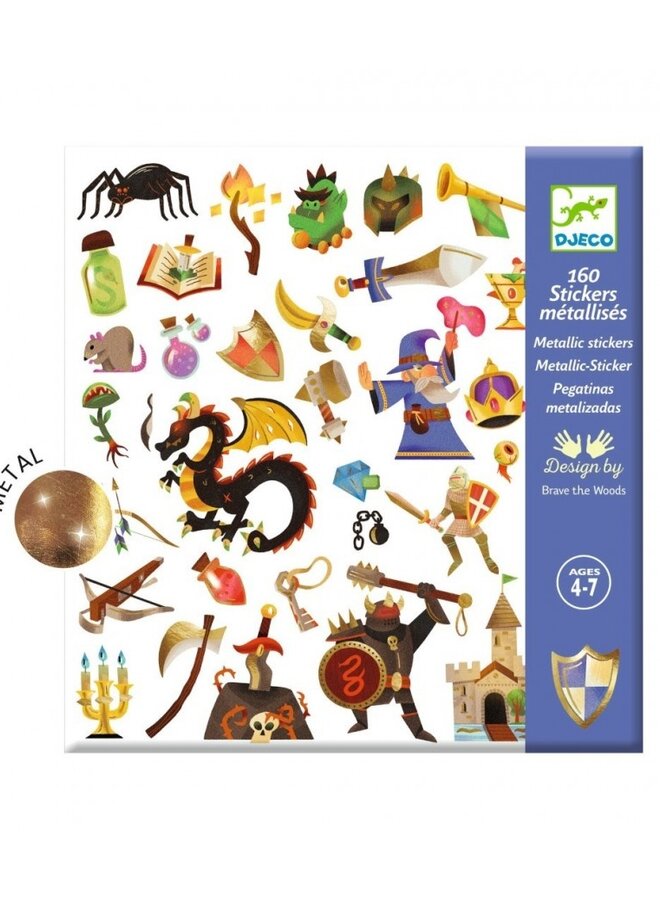 Djeco - metallic stickers - Middeleeuwse fantasie wereld