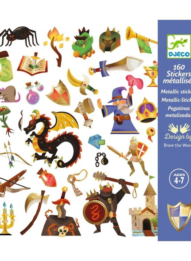 Djeco - metallic stickers - Middeleeuwse fantasie wereld