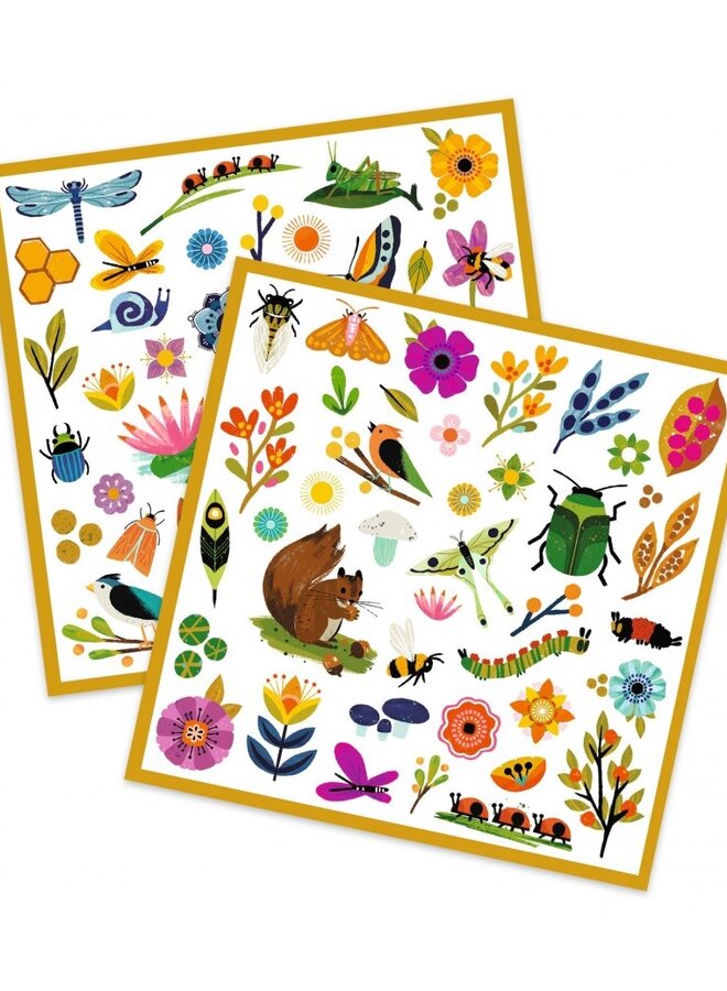 Djeco - Papieren stickers - Dieren uit de tuin