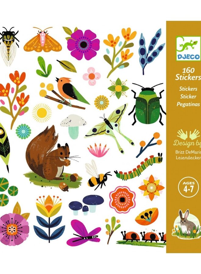 Djeco - Papieren stickers - Dieren uit de tuin