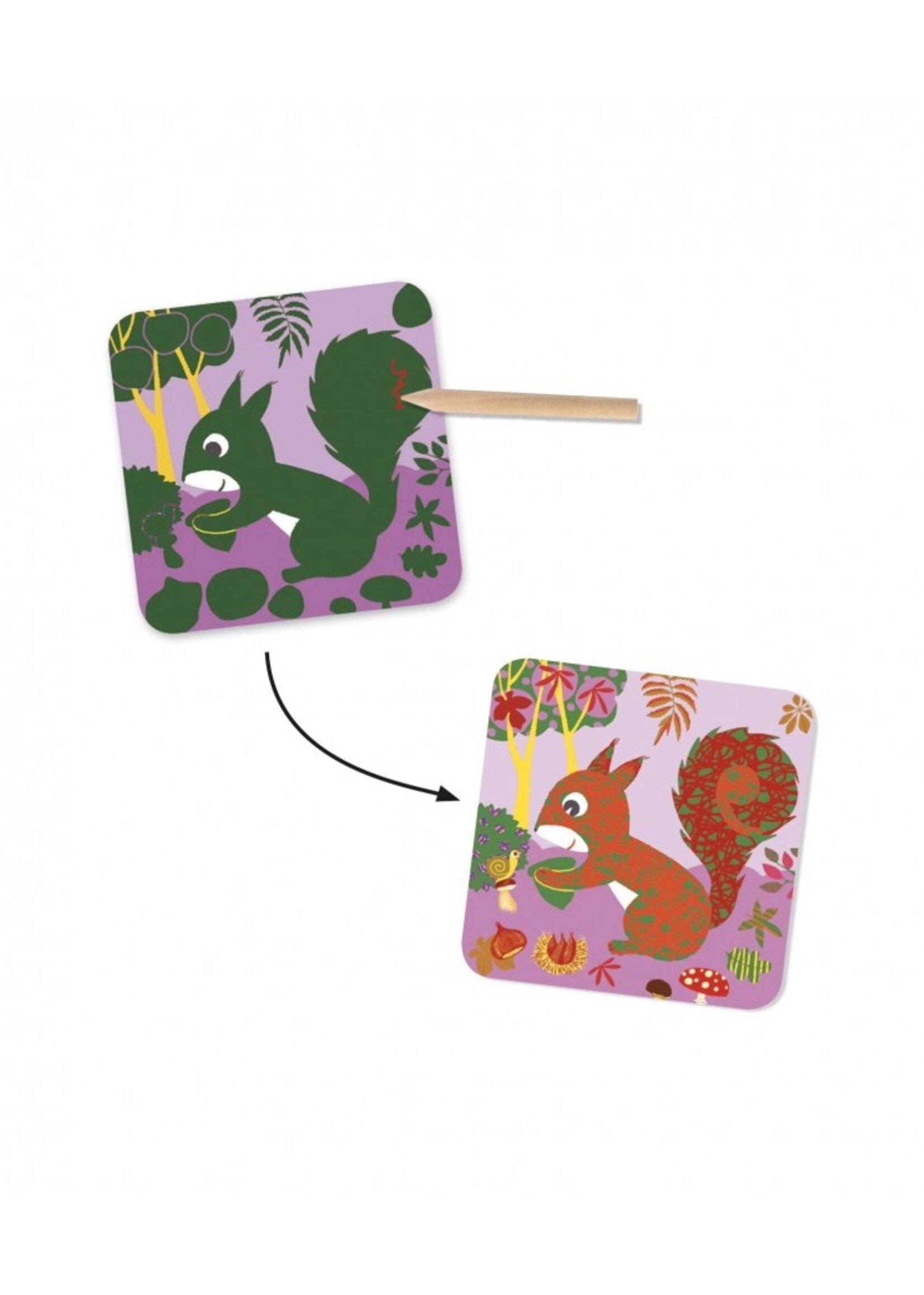 Djeco Djeco - Scratch cards for little ones - Bosdieren
