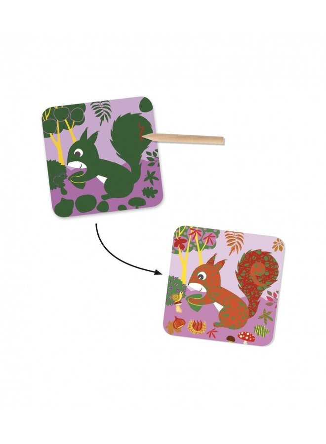 Djeco - Scratch cards for little ones - Bosdieren