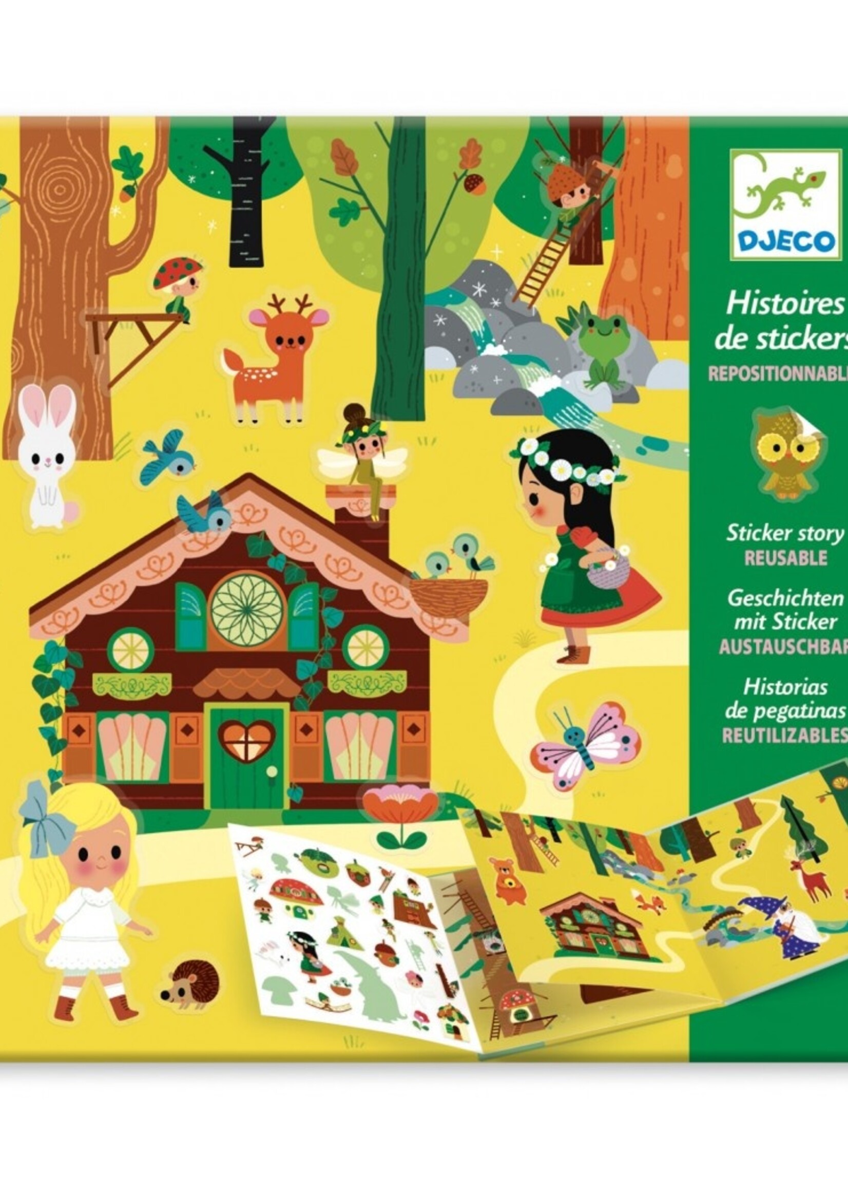 Djeco Djeco - Boekje met achtergrond en herbruikbare stickers - Het magische bos