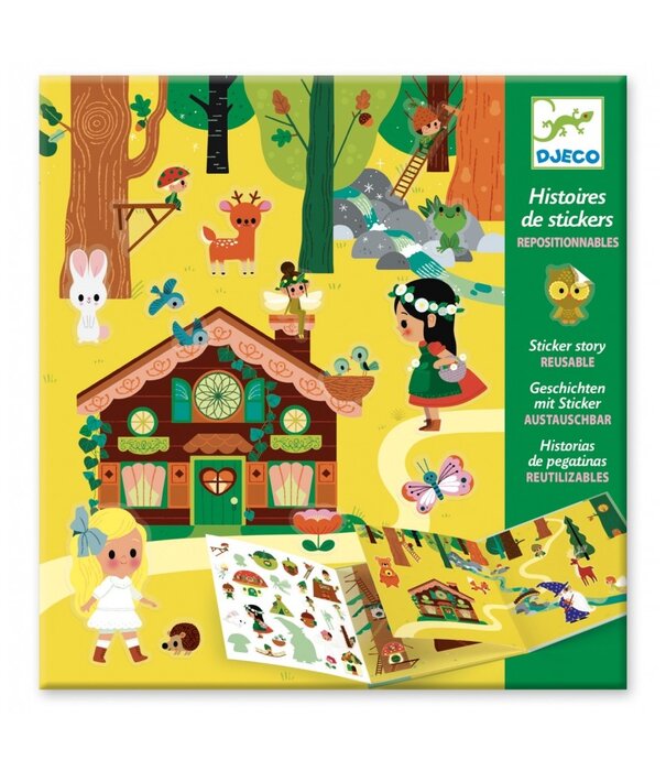 Djeco Djeco - Boekje met achtergrond en herbruikbare stickers - Het magische bos