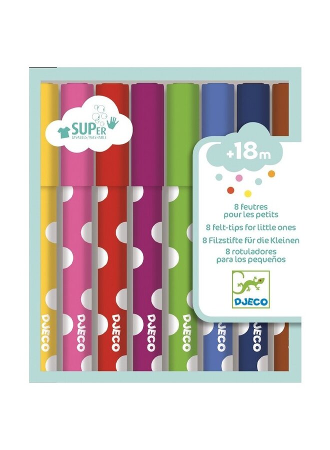 Djeco - 8 viltstiften super uitwasbaar