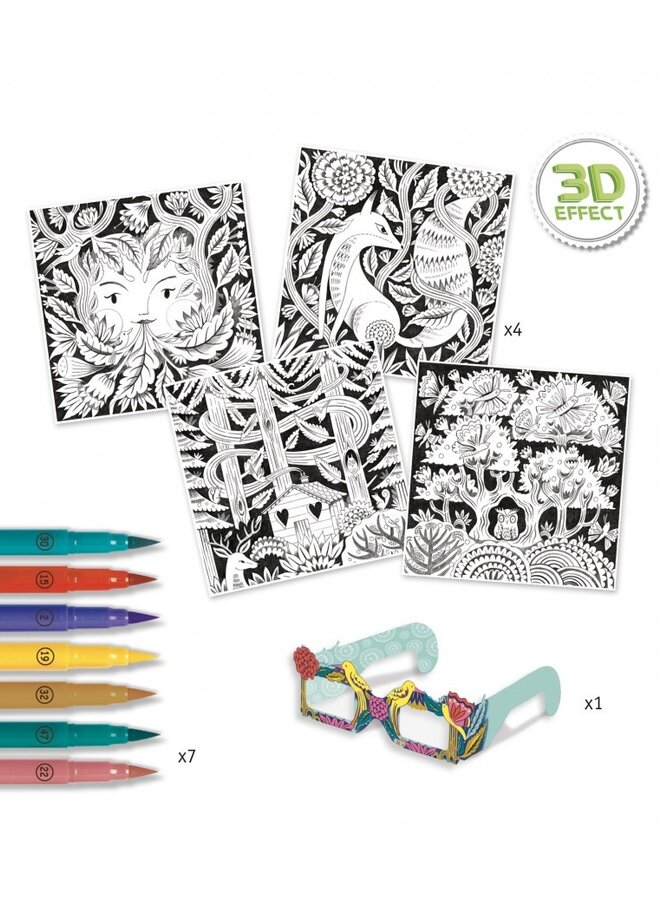 Djeco - 3D kleuren - Fantasie bos