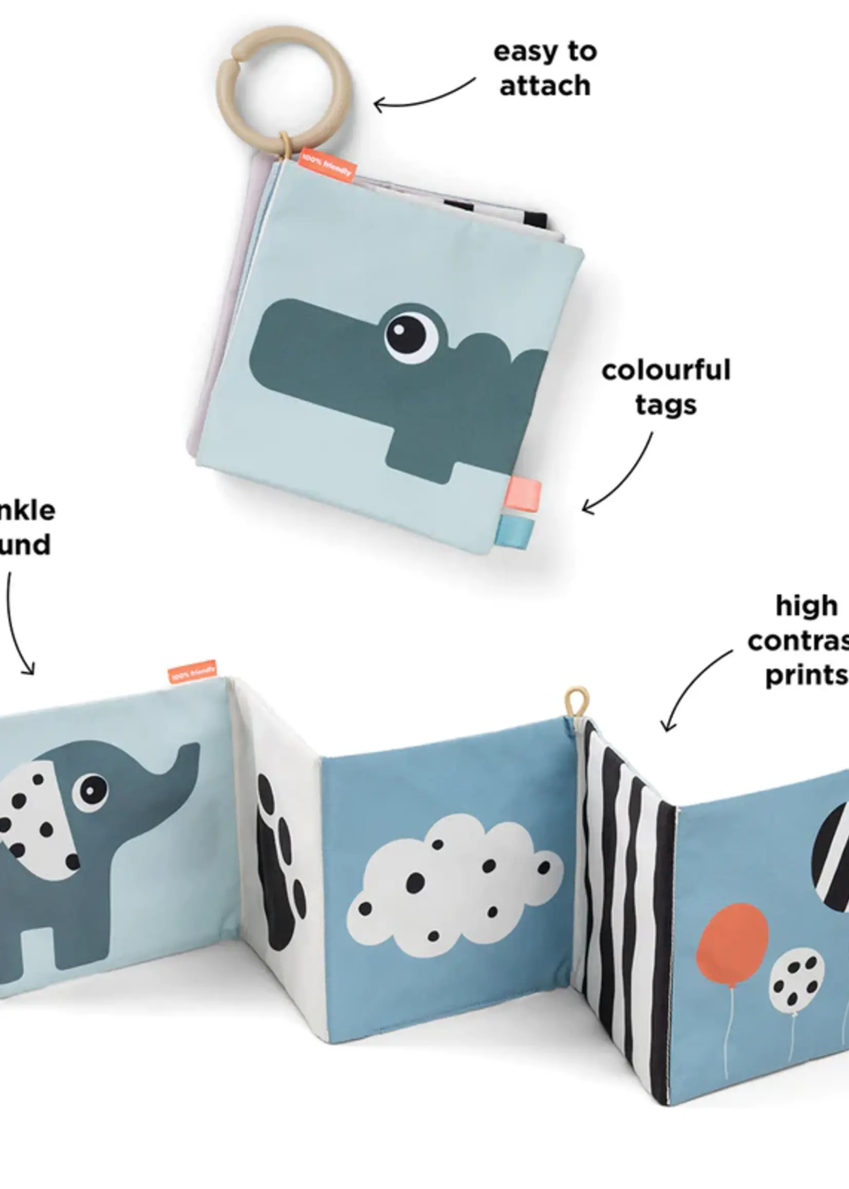 DonebyDeer Done by Deer - Fold-out soft book Deer friends colour