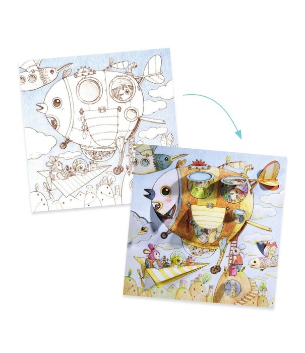 Djeco Djeco - Kleurplaten die verrassen - De reis van Malo