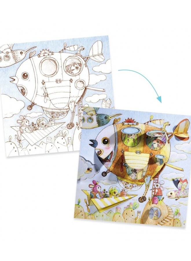 Djeco - Kleurplaten die verrassen - De reis van Malo