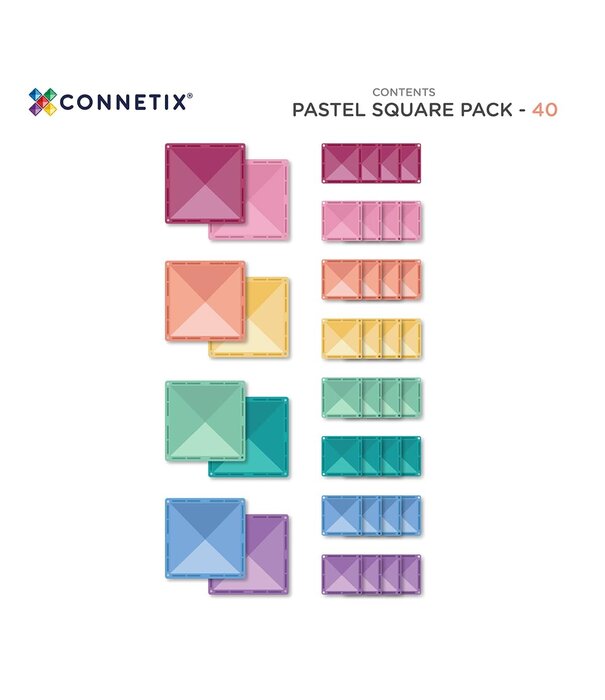 Connetix Connetix - Pastel - Square Pack 40 PC