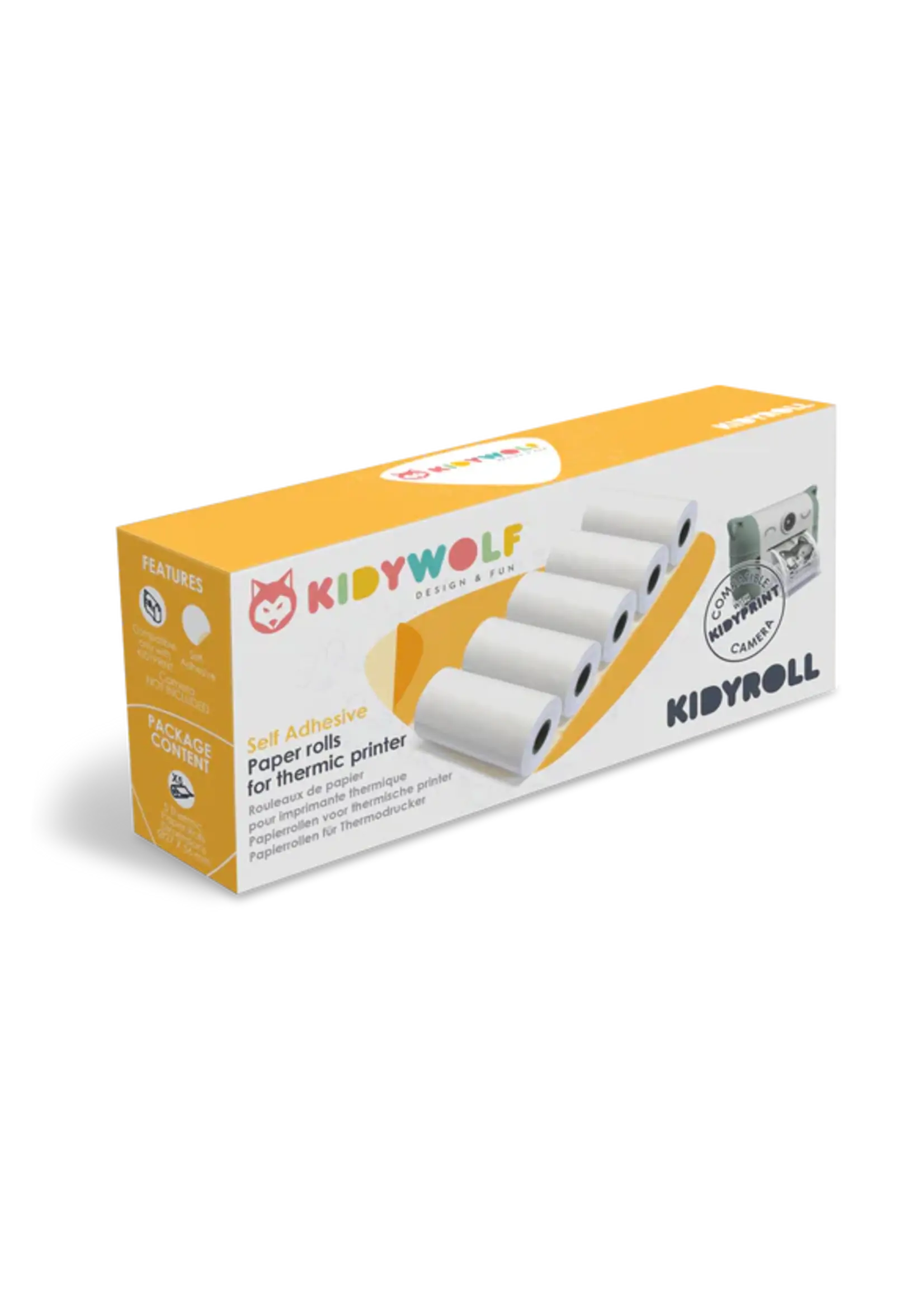 Kidywolf Kidywolf - zelfklevend fotopapier - 5 rollen voor Kids camera