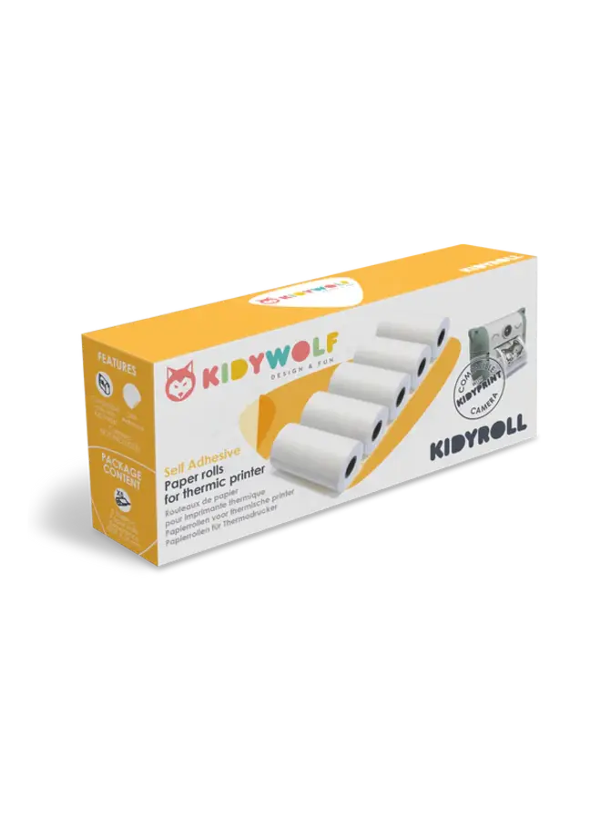 Kidywolf - zelfklevend fotopapier - 5 rollen voor Kids camera