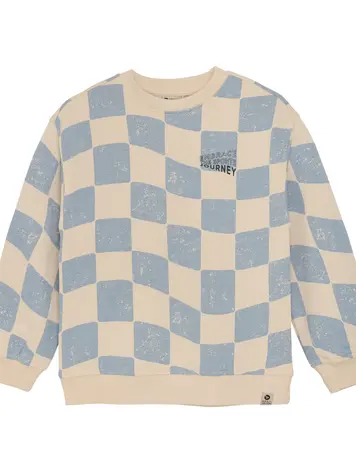 Daily Seven Daily Seven S25 - Oversized Sweater Check Print - Ashley blue