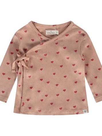 A Tiny Story A Tiny Story S25 - Long sleeve overslag - Dusty coral hartjes