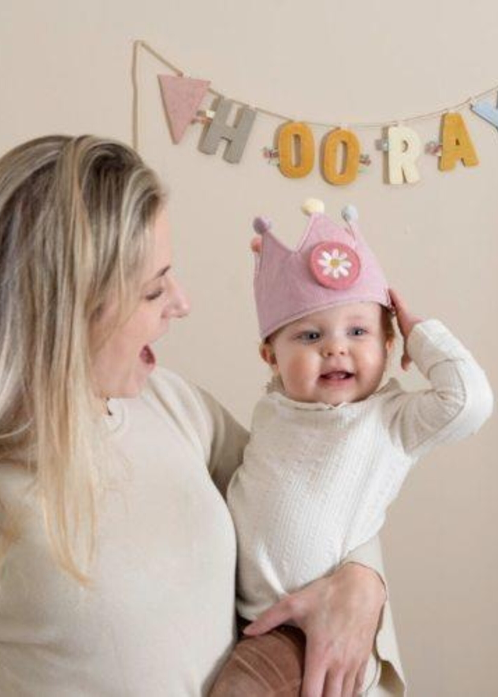 Little Dutch Little Dutch - Verjaardagskroon van stof met cijfers - Roze