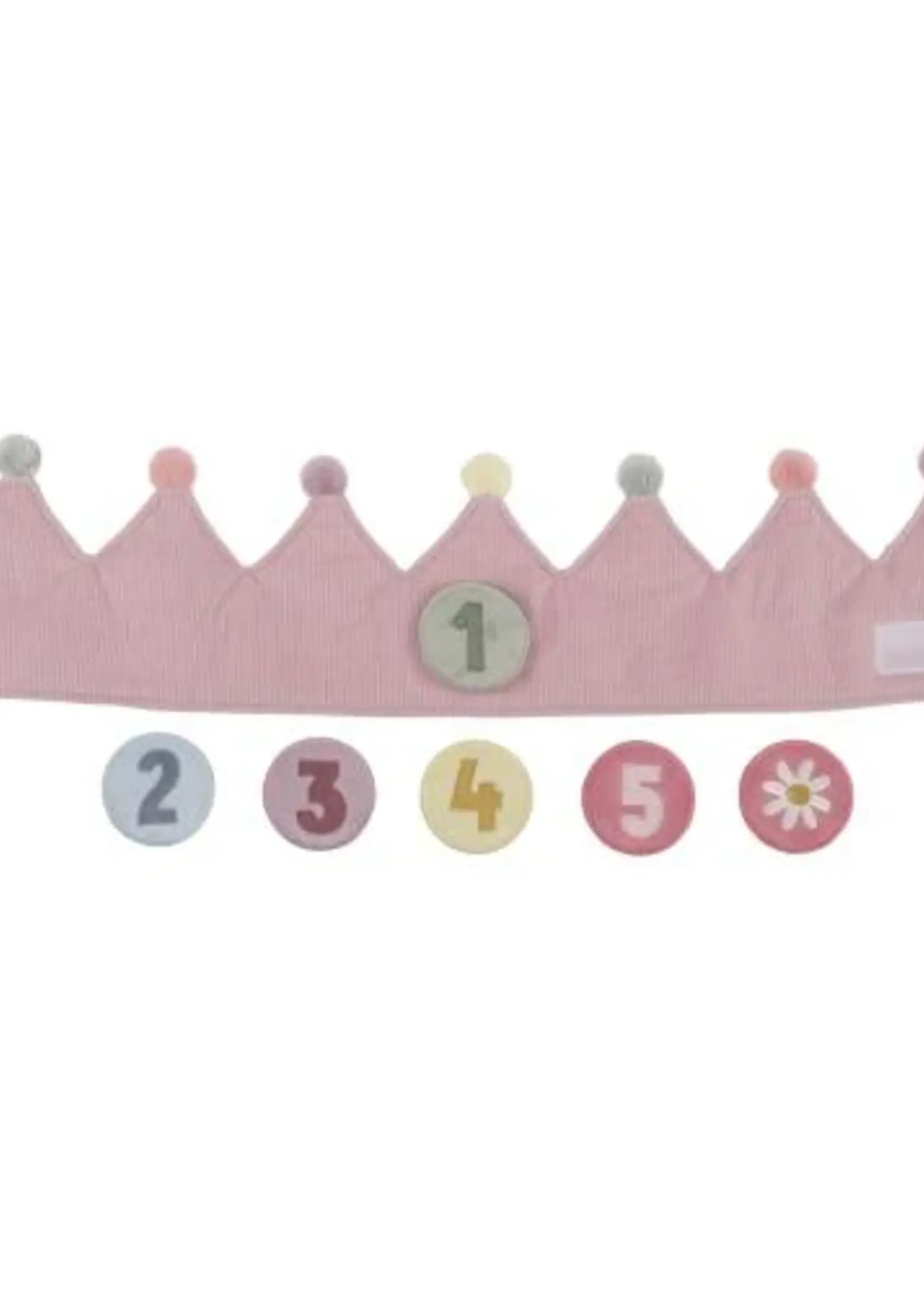 Little Dutch Little Dutch - Verjaardagskroon van stof met cijfers - Roze
