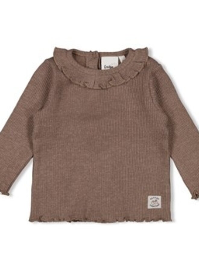 Feetje W25 - Better Together - Longsleeve rib bruin melange