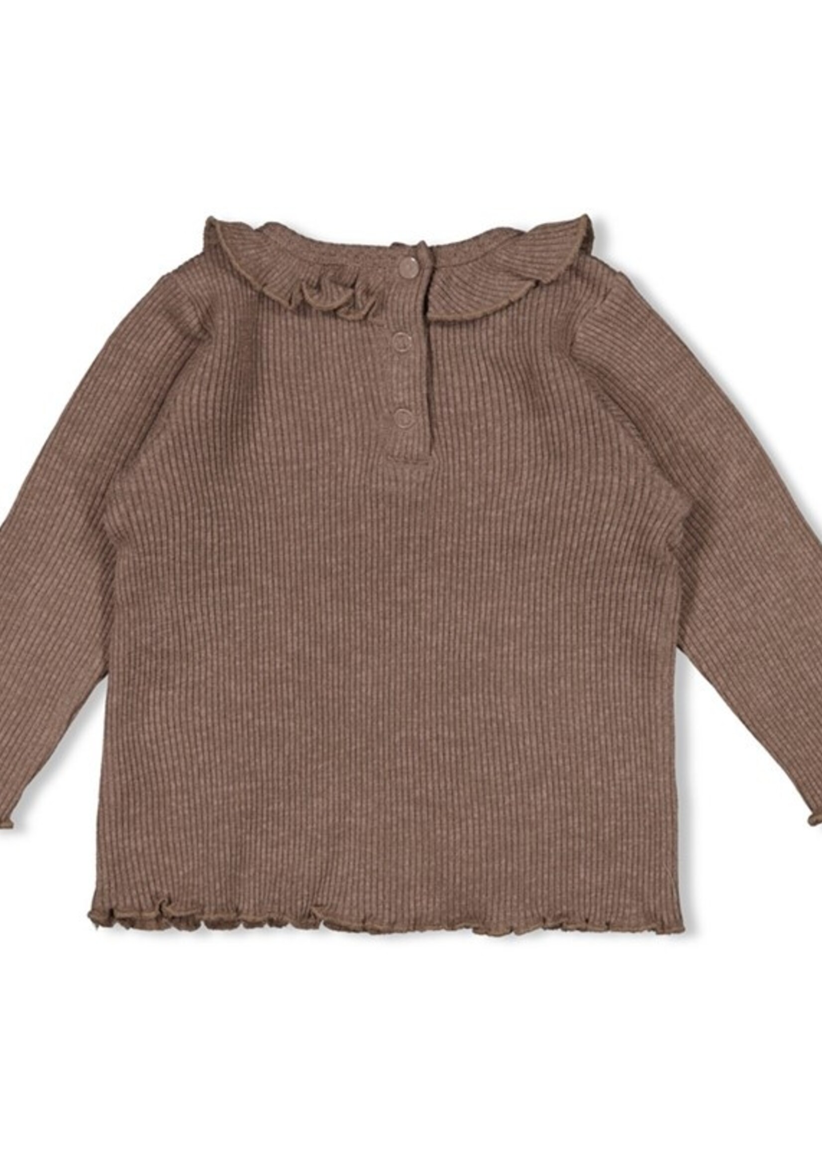 Feetje Feetje W25 - Better Together - Longsleeve rib bruin melange