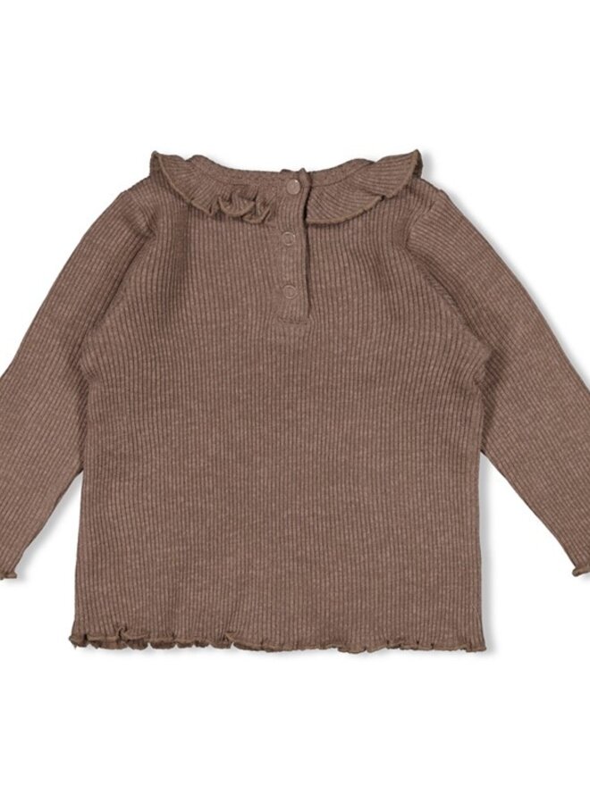 Feetje W25 - Better Together - Longsleeve rib bruin melange