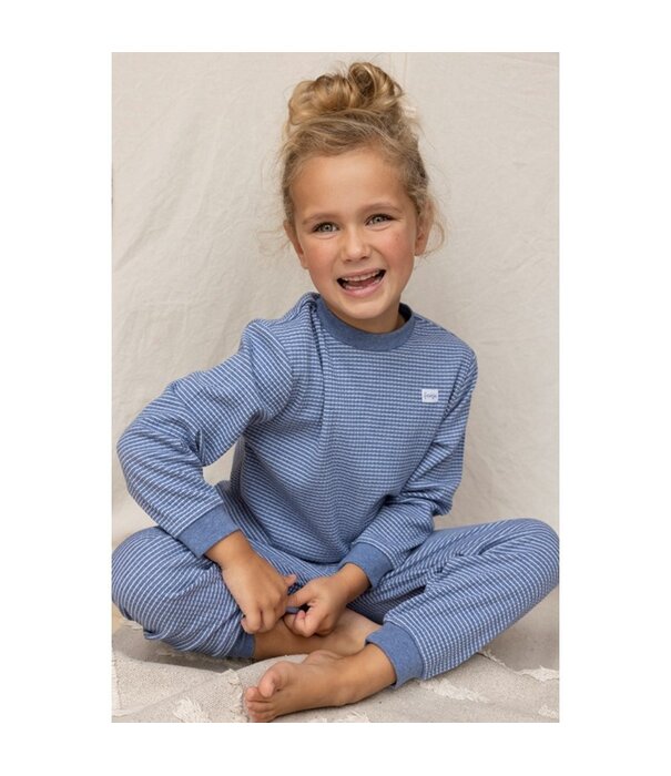 Feetje Feetje Wafelpyjama - Blue melange