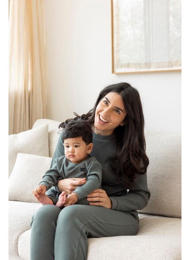 Feetje Wafelpyjama fam - Zeegroen