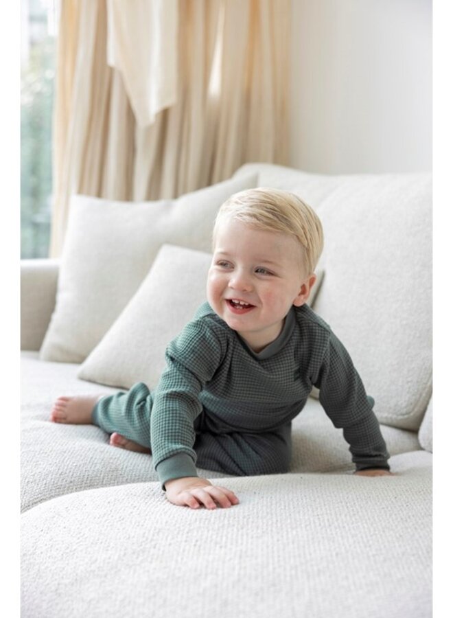 Feetje Wafelpyjama fam - Zeegroen