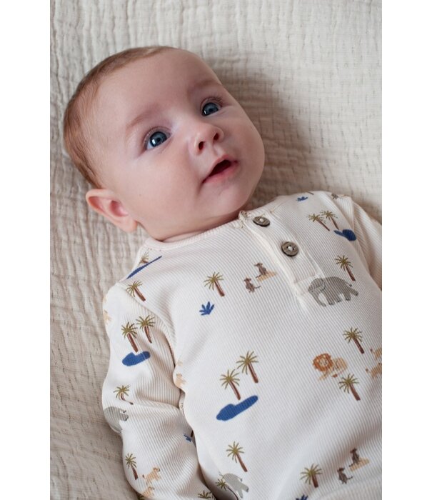 Feetje Longsleeve rib AOP - Safari Savage