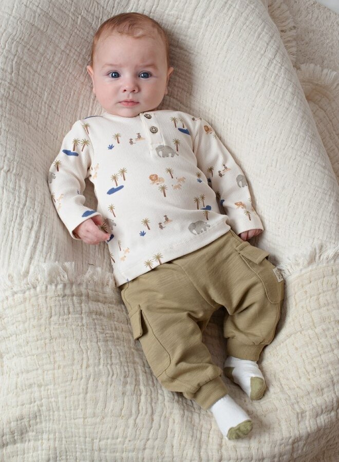 Longsleeve rib AOP - Safari Savage