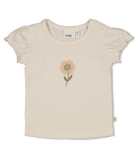 T-shirt met crochet bloem - Let Your Dreams Blossom