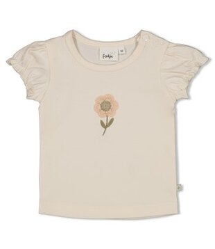 T-shirt met crochet bloem - Let Your Dreams Blossom