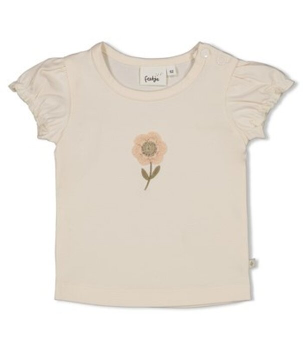 Feetje T-shirt met crochet bloem - Let Your Dreams Blossom