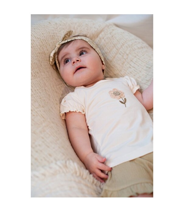 Feetje T-shirt met crochet bloem - Let Your Dreams Blossom