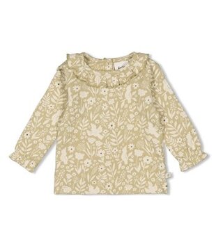 Longsleeve crinkle ruches AOP - Let Your Dreams Blossom