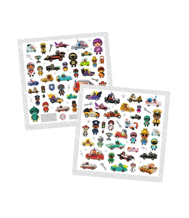 Djeco Djeco - Textured stickers - The world of Crazy Motors