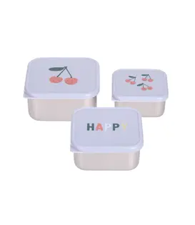 Lässig - Snackbox Stainless Steel 3pcs -  Happy Trails - Cherry
