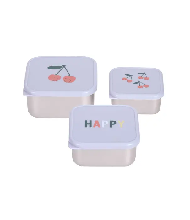 Lässig Lässig - Snackbox Stainless Steel 3pcs -  Happy Trails - Cherry