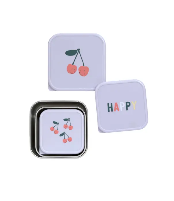 Lässig Lässig - Snackbox Stainless Steel 3pcs -  Happy Trails - Cherry