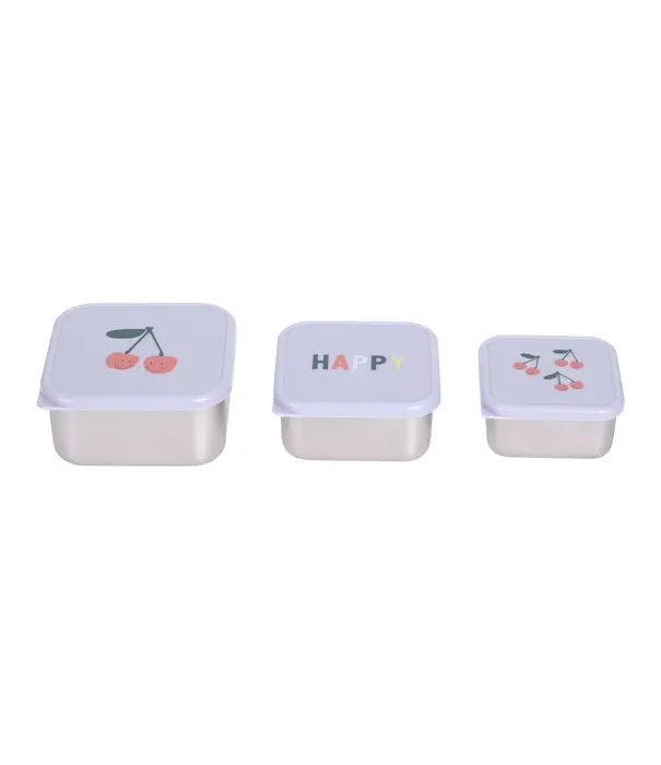 Lässig Lässig - Snackbox Stainless Steel 3pcs -  Happy Trails - Cherry