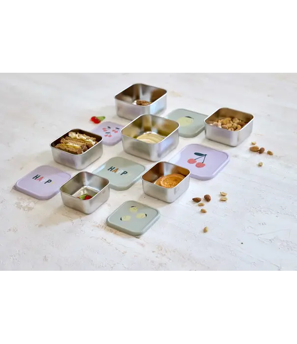 Lässig Lässig - Snackbox Stainless Steel 3pcs -  Happy Trails - Cherry