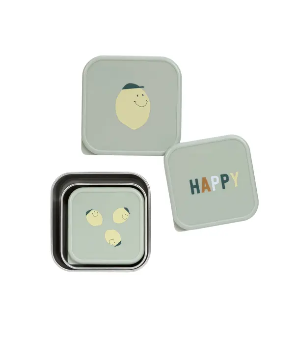 Lässig Lässig - Snackbox Stainless Steel 3pcs -  Happy Fruits  -  Lemon