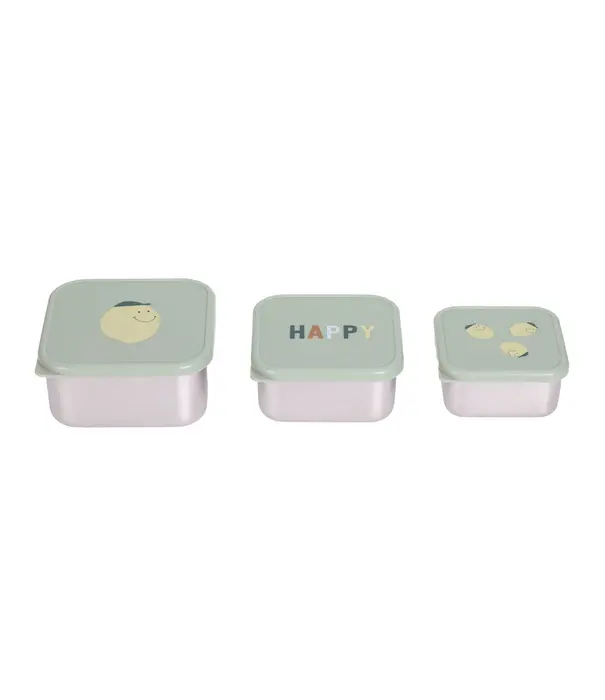Lässig Lässig - Snackbox Stainless Steel 3pcs -  Happy Fruits  -  Lemon