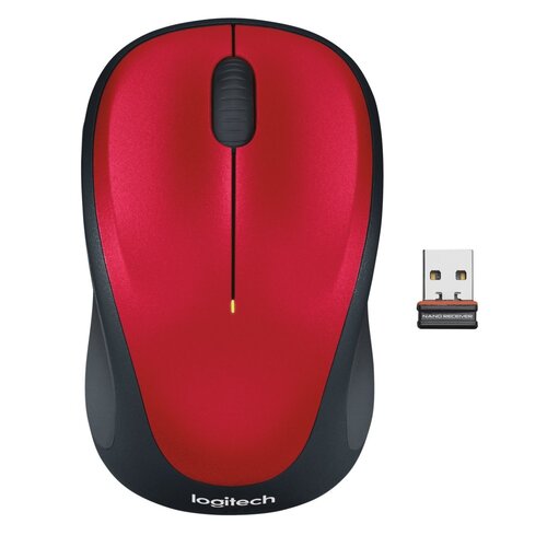 Logitech M235 | Draadloze Muis | Links- en Rechtshandig | RF | 1000 DPI | Rood/Zwart