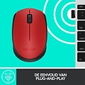 Logitech M171 | Draadloze Muis | Links- en Rechtshandig | RF | 1000 DPI | Rood/Zwart