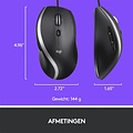 Logitech M500s Advanced | Bedrade Muis | Rechtshandig | USB-A | 4000 DPI | Zwart/Zilver